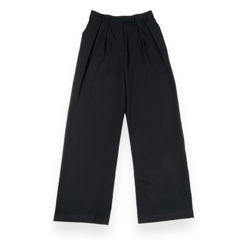 And Now This Pants Women Small (25x30) Black High Waist Pleat Wide Leg NWOT